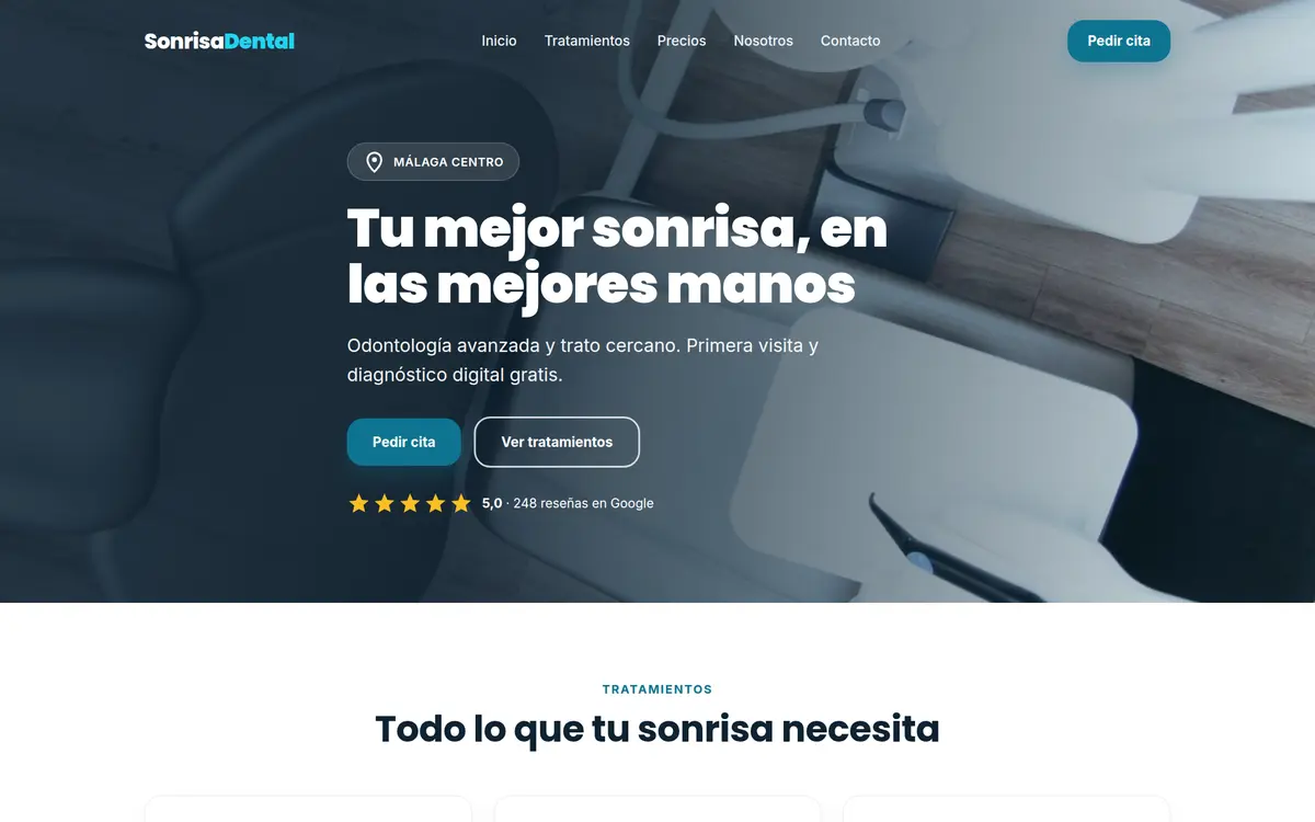 Ejemplo de diseño web para clínica dental